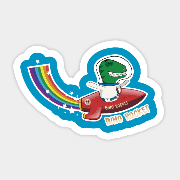 Dino Rocket Sticker by HarlinDesign